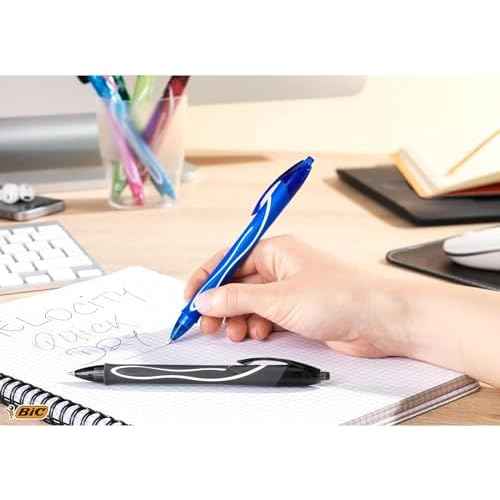 BIC Gel-ocity Quick Dry Gel Pen, Fine Point (0.5mm) - Box of 12 Red Gel Pens
