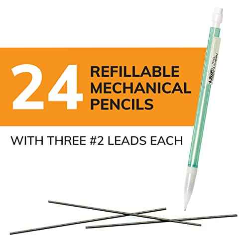 BIC Xtra-Sparkle Number 2 Mechanical Pencils With Erasers, Medium Point (0.7mm), 24-Count Pack, Mechanical Pencils for School Supplies