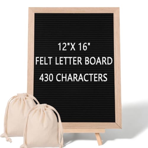 Felt Letter Board Sign with 430 Changeable Letters and Stand - 12 x 16 Inch