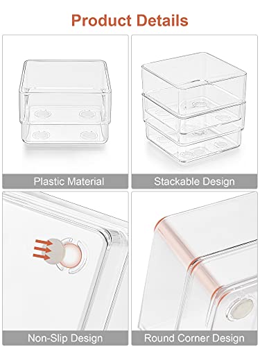 SMARTAKE 13-Piece Clear Drawer Organizer Set with 5 Sizes for Makeup, Office, Kitchen