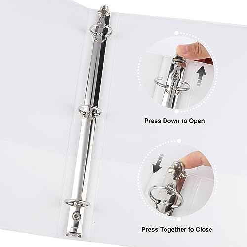 1-inch Round Ring Binder, Standard 3 Ring Binder Fit Letter Size Paper, Presentation View Binders, White,12-Pack