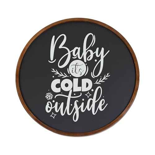 Sunnydaze Round Magnetic Chalkboard for Wall with Pine Frame - Includes Chalk and Eraser - Rustic Brown