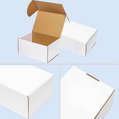 10x7x5" 25 Pack Shipping Boxes - White Corrugated Cardboard Mailing Boxes for Small Business - Flat Empty Literature Mailer Packaging Supplies