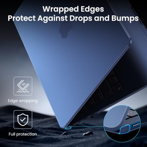 BlueSwan Midnight Clear MacBook Air 13-inch Case for M2-M5 2022-2026, Slim Protective Cover