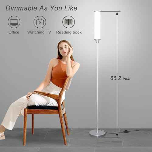 Floor Lamp with Remote Control,Bright Floor Lamps for Living Room/Bedroom/Office, Stepless Adjustable 3000K-6000K Colors and 10-100% Brightness,Standing Light with Foot Switch (Nickel)