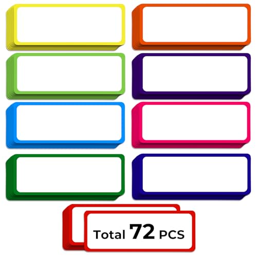 Utron 72PCS Magnetic Dry Erase Labels 3.2x1.2 Inch Reusable Colorful Name Plates