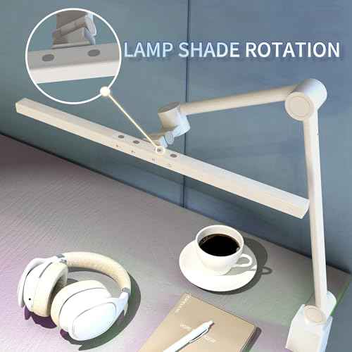 LED Desk Lamp with Clamp,Monitor Light Bar,Eye-Caring Desk Light,Ultra High Definition and Brightness Table Light,4 Modes 12 Brightness, (White Desk Lamp with Clamp)