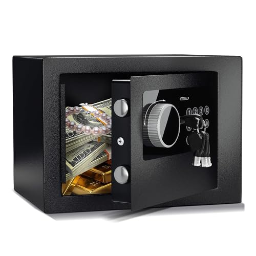CDC DIGI Black Electronic Combination Lock Safe - 0.23 Cu Ft, Steel Security Box