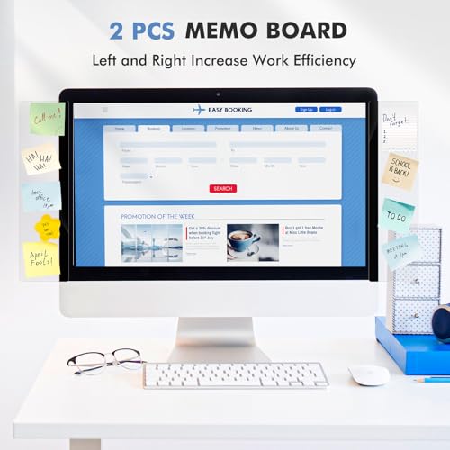 Dollar Boss 2 Pack 11 x 3.1 Inch Transparent Acrylic Monitor Memo Boards - No-Trace Adhesive