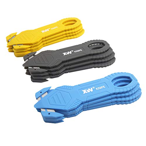 XW Safety Box Cutter of Stainless Steel Blade, Carton and Package Opener of Assorted Colors, 12-Pack