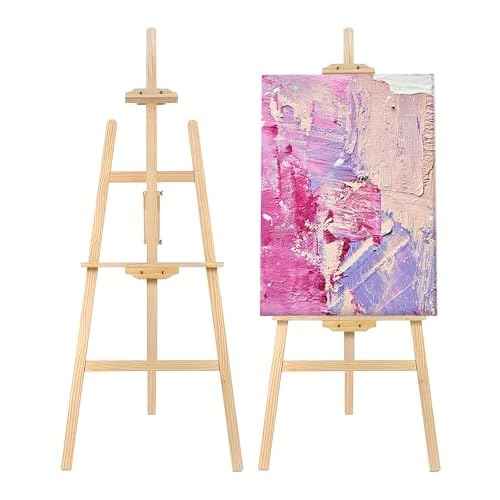Adjustable Wooden Painting Easel, Art Easel Stand Hold up to 48'', Painting Canvas for Wedding Sign and Poster, Drawing for Adults, Begginners and Students