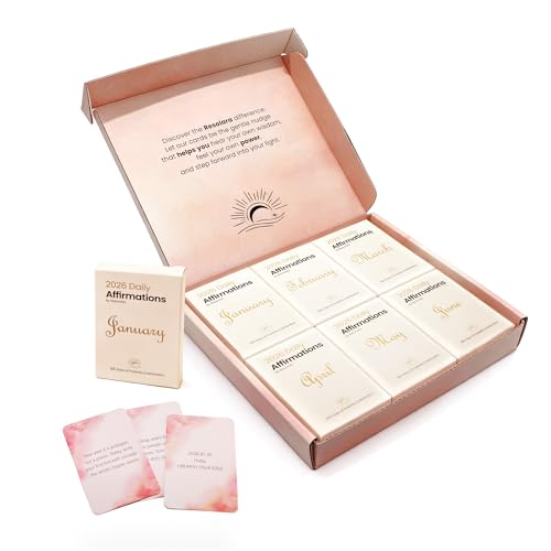 2026 Daily Affirmation Cards, 365 Positive Affirmation Cards for Women & Men, Inspirational Quote Card Divided by 12 Months, Birthday, Christmas & New Year Gifts for Women