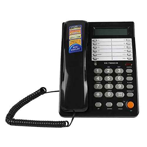 Corded Telephone Wired Home Hotel Corded Desktop Phone Office Landline Telephone DTMF/Support (Black)