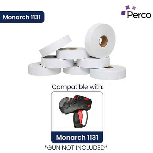 Perco Removable Adhesives White Labels for Monarch 1131 Price Gun - 1 Sleeve, 20,000 Price Gun Labels