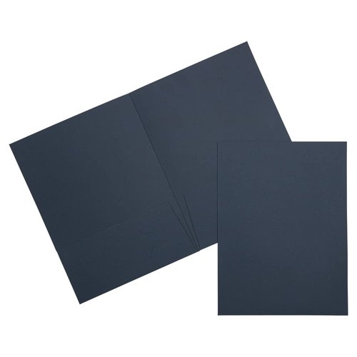 JAM PAPER Two Pocket Textured Linen Presentation Folders - Letter Size Business Folder - Navy Blue - Bulk 50/Box