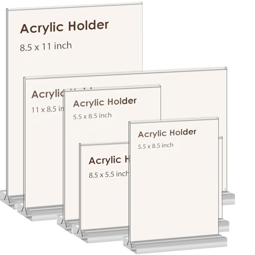 newnewshow 8.5x11 Acrylic Sign Holder 3 Pack - Double-Sided Vertical Display