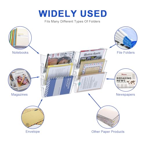 Samstar 6 Pack Clear Wall File Holders - Acrylic Office & Home Organizer