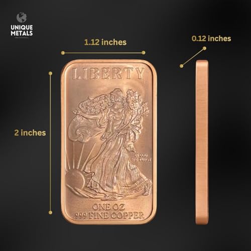 20 Pack One Ounce Walking Liberty Copper Bars .999 Fine Made in USA