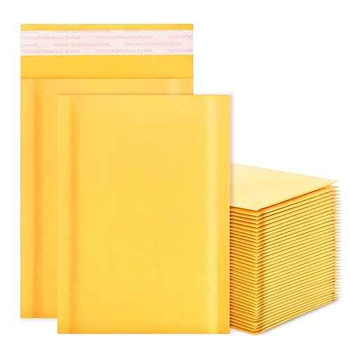 Kraft Bubble Mailers 4x7inch 50Pack Yellow Self-Seal Padded Envelopes Bubble Opaque Padded Mailers Shipping Bags for Small Businesses to Package and Mail Jewelry, Electronic Products