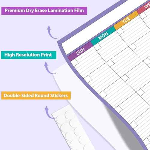 Large Dry Erase Calendar for Wall - 40" x 28", Erasable & Reusable Laminated Calendar, Undated 1 Month Wall Calendar, 10 Round Stickers
