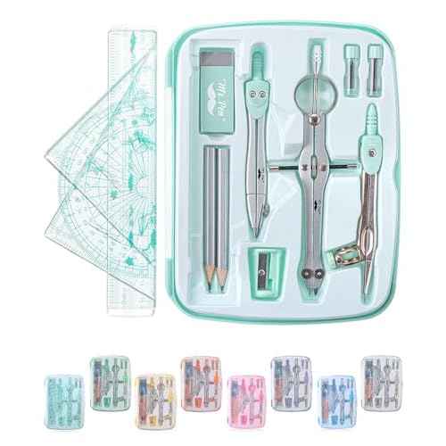 Mr. Pen- Geometry Set, 13 pcs, Compass for Geometry Compass, Geometry Kit Set with Shatterproof Storage Box, Math Compass, Geometry Set for School, Compass Math, Protractor and Compass Set