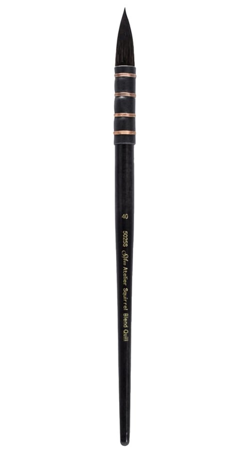 Silver Brush Limited 5025S Silver Atelier Synthetic and Squirrel Hair Quill Brush, Short Handle, Size 40