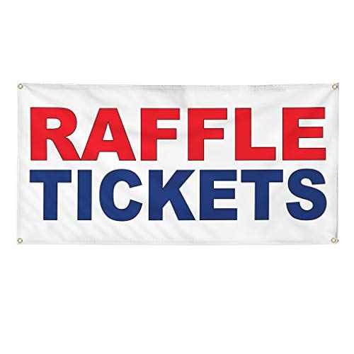 Vinyl Banner Multiple Sizes Raffle Tickets Red Blue Business Outdoor Weatherproof Industrial Yard Signs 4 Grommets 24x48Inches