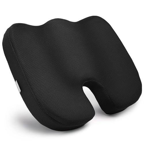 DMI Seat Cushion For Sciatica Pain Relief and Tailbone Pain, Office Desk Chair Cushion For Sitting, Car Seat Cushion, Sitting Pillow, Molded Foam Seat, Black