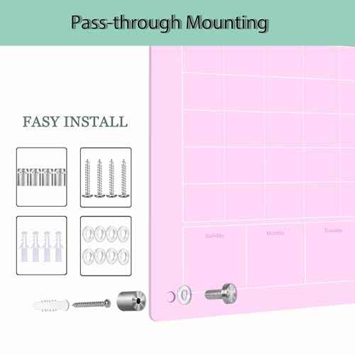 Large Acrylic Calendar for Wall,24"X16",Acrylic Dry Erase Calendar for Wall,Pink Dry Erase Board for Home/Office
