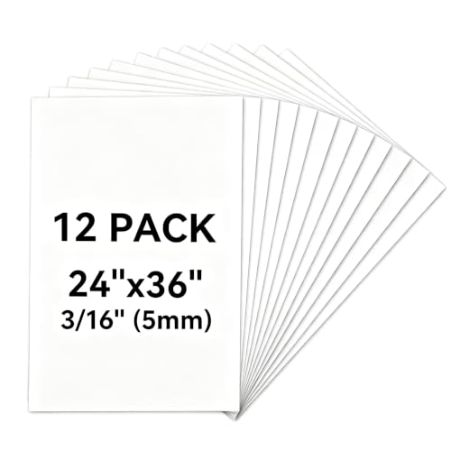 AKLINE White Foam Core Boards 24x36 Inch 5mm Pack of 12 - Lightweight & Warp Resistant