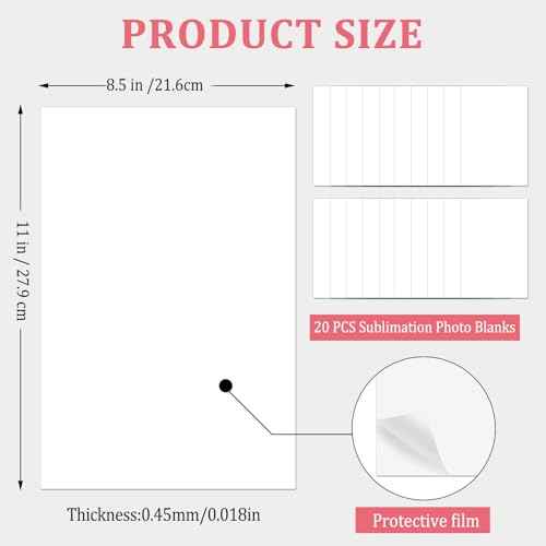 20 Pcs Sublimation Metal Photo Blanks 8.5"x11", Aluminum Sublimation Sign Blanks, 0.45mm Thick Aluminum Sheet Blank for DIY, Frame, Gifts, Wall Art, Home Decor
