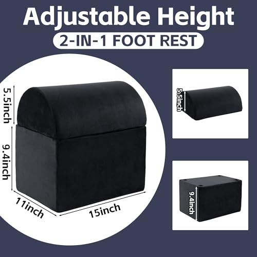 ROYALAY Adjustable Foot Rest for Under Desk at Work, Foot Stools for Under Office Desk, Ergonomic Leg Rest, Black