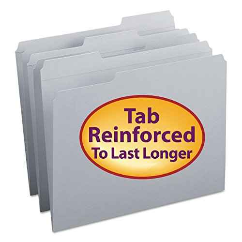 Smead File Folder, Reinforced 1/3-Cut Tab, Letter Size, Gray, 100 per Box (12334)