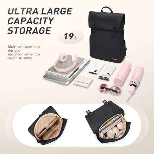 Women Laptop Backpack Computer Backpacks Carry On Waterproof backpack Fits 14Inch Notebook Travel Commute College (Black)