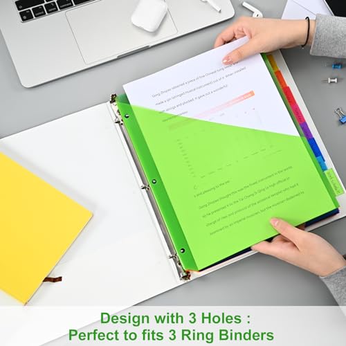 XRUNMIX 2 Packs 8-Tab Binder Dividers with Pockets for 3-Ring Binders, Multicolor, US Letter Size, 0.5''-3''