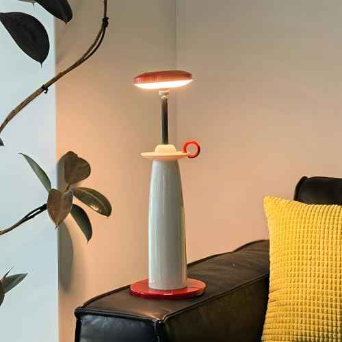jonong Modern 2-in-1 LED Table & Floor Lamp, Adjustable Height 14.5-55.1 inches, Red Table lamp,Suitable for Bedroom, Living Room, Office, Gift for Friends, Women (White-Red)