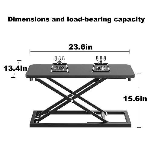 Decoholic Single 24 inch Scissors Lift Keyboard and Mouse Riser, Height Adjustable Standing Desk Converter for Ergonomic Sit Stand Workstations£¬suitable to hold large/small items (24inch, Black)
