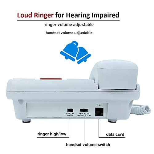 TelPal Corded Big Button Phone for Seniors Home, Wired Large Number Landline Telephone for Visually Impaired Old People with Extra Loud Ringer, Emergency House Phones
