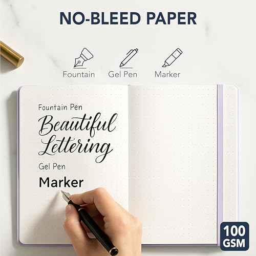 Mr. Pen- Dotted Journal Notebook, A5 Midium Size (5.7"x8.4"), 160 Pages/80 Sheets, Fabric Hardcover, 100 GSM Thick Paper, Buller Dotted Journal
