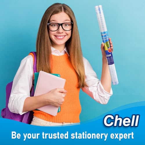 Chell Clear Contact Paper for Books 17.5 in x 5 ft Self-Adhesive Book Cover