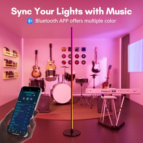 Obsidian Black RGB+IC Corner Floor Lamp with App & Remote Control