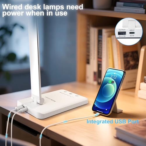 White Crown First-Generation Dimmable LED Desk Lamp with USB Charging & 5 Lighting Modes