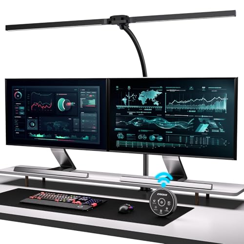 Desk Lamp with Clamp, 31.5" LED Desk Lamp for Home Office, 24W Gesture Sensing Control Desk Light, Dimmable & Color Temperature, Eye-Caring Office Lamp, Brightest Architect Lamp for Screen
