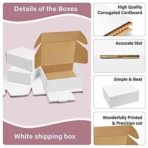 30 Pack 9x6x4 inches White Shipping Boxes, Corrugated Mailer Boxes, Packaging Boxes for Products, Recyclable Cardboard Box, Flat Literature Mailers for Gifts, Clothings by Mailing