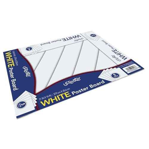 UCreate Poster Board, White, 11" x 14", 5 Sheet Pack