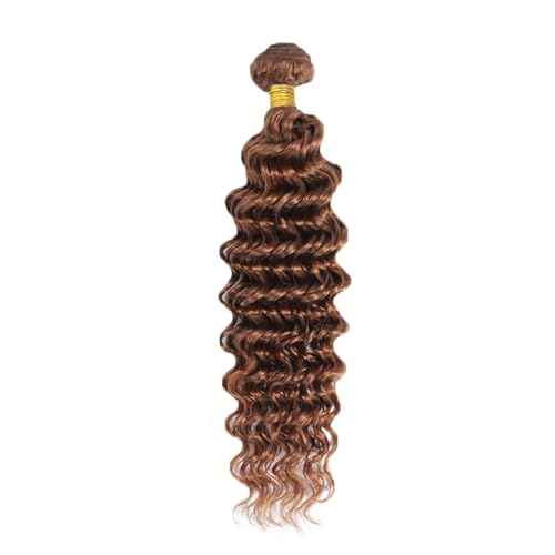 #30 Brown Bundles Deep Wave Bundles Human Hair 28 Inch Light Brown Deep Wave Bundle Unprocessed Brazilian Virgin Weave Hair 1 Bundle 50 Gram Per Bundle