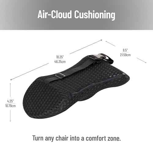 Mind Reader Lumbar Support Pillow with Air-Cloud Technology, Memory Foam Cushion for Back, Waist & Hip Pain Relief, Breathable Cover, Black