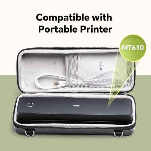 Portable Carrying Case Compatible MT610 / MT610 Pro Portable Thermal Printer, Storage Case for Thermal Printer and Accessories (Case Only), Black