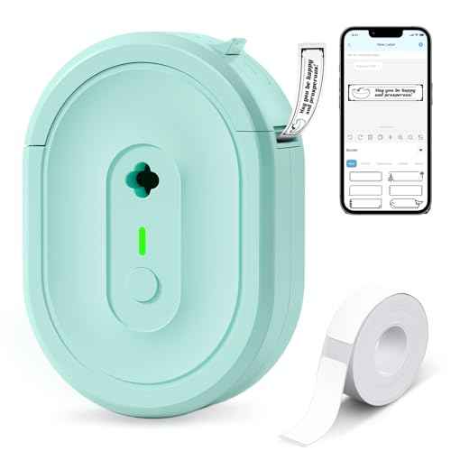 Label Maker Machine with Tape, N12 Portable Bluetooth Label Printer, Wireless Mini Label Makers Thermal Sticker with Multiple Templates for Home, Kitchen, School, Office Organization, Green