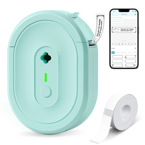 NDYIN N12 Bluetooth Label Maker with Green Tape, Wireless Portable Printer